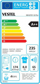 Vestel KM 8701 GI Pro 8 kg A++ Enerji Sınıfı Isı Pompalı Kurutma Makinesi