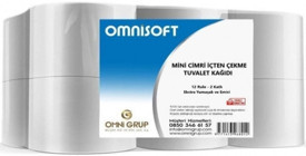 Omnisoft Mini Cimri 2 Katlı İçten Çekmeli 12'li Rulo Tuvalet Kağıdı