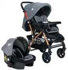4 Baby Active AB 460 Çift Yönlü Katlanabilir 360 Derece Dönen Tam Yatar Kabin Tipi Travel Sistem Bebek Arabası Gri