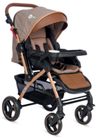 4 Baby AB-350 Active Plus Çift Yönlü Katlanabilir 360 Derece Dönen Tam Yatar Puset Bebek Arabası Kahverengi