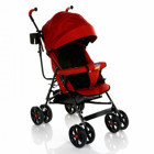 Baby Plus Taxi Katlanabilir Tek Elle Kapanan 360 Derece Dönen Tam Yatar Kabin Tipi Baston Bebek Arabası Kırmızı