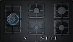 Bosch PPS9A6B90 Wok Gözlü Siyah Cam 5 Gözlü Doğalgazlı Ankastre Ocak