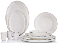 Schafer Adel Platin PLT01 56 Parça 12 Kişilik Desenli Bone China Yuvarlak Yemek Takımı