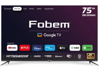 Fobem MT75EG8000F 75 inç 4K Ultra HD 189 Ekran Flat Uydu Alıcılı Smart LCD Android Televizyon