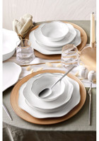 Emsan Lotus Platin 53 Parça 12 Kişilik Bone China Porselen Kare Yemek Takımı