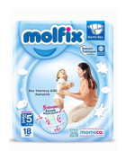 Molfix 5+ Numara Bantlı Bebek Bezi 18'li