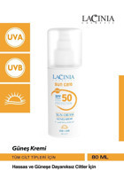 Lacinia 50 Faktör Tüm Ciltler İçin Nemlendirici Suya Dayanıklı Yüz ve Vücut Güneş Kremi 80 ml