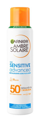 Garnier Ambre Solaire Sensitive Advanced 50 Faktör Tüm Ciltler İçin Nemlendirici Suya Dayanıklı Yüz Güneş Kremi 150 ml