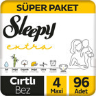 Sleepy Extra Günlük Aktivite Gross 4 Numara Organik Cırtlı Bebek Bezi 96 Adet