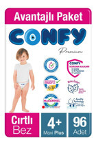 Confy Premium Maxi Plus 4 Numara Organik cırtlı Bebek Bezi 96 Adet