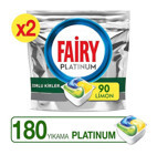 Fairy Platinum Zorlu Kirler Limon Kokulu Tablet Bulaşık Makinesi Deterjanı 2x90 Adet