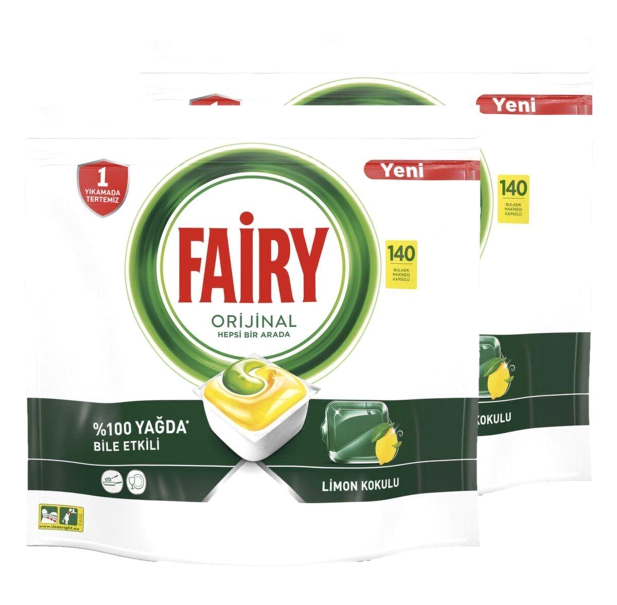 Fairy Hepsi Bir Arada Limon Kokulu Tablet Bulaşık Makinesi Deterjanı 2x140 Adet