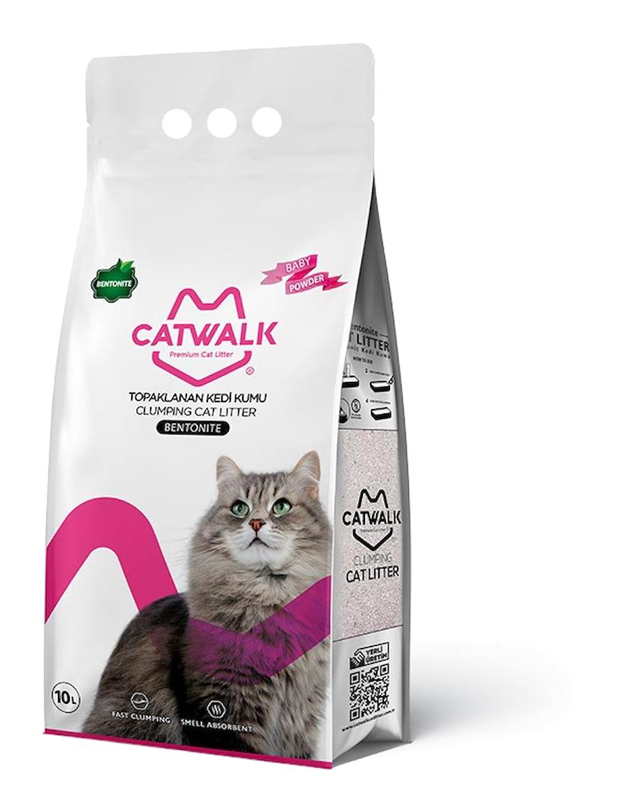 Catwalk Bebek Pudrası Kokulu Topaklanan İnce Taneli Bentonit Kedi Kumu 10 lt