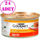 Purina Gourmet Gold Sığır Eti Parça Etli Soslu Yetişkin Yaş Kedi Maması 24x85 gr