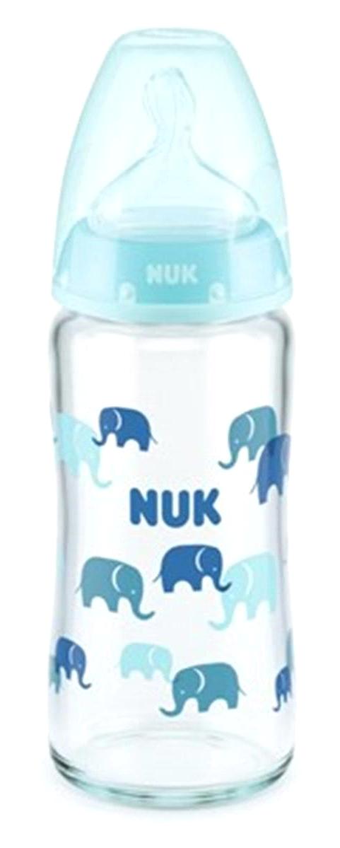 Nuk Silikon Yenidoğan 0-6 Ay Desenli Mavi Biberon 240 ml