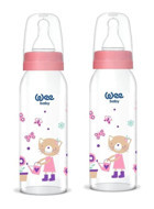 Wee Baby Silikon Yenidoğan Yavaş Akışlı 0-6 Ay Desenli Pembe Biberon 500 ml