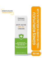 Dermasolutions Anti Acne 50 Faktör Tüm Ciltler İçin Leke Karşıtı Nemlendirici Yaşlanma Karşıtı Yağsız Suya Dayanıklı Yüz ve Vücut Güneş Kremi 50 ml