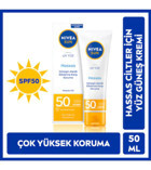 Nivea 50 Faktör Hassas Ciltler İçin Nemlendirici Suya Dayanıklı Yüz ve Vücut Güneş Kremi 50 ml