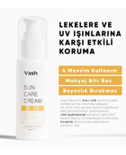 Vash Sun Care 50 Faktör Tüm Ciltler İçin Leke Karşıtı Nemlendirici Yağsız Suya Dayanıklı Yüz ve Vücut Güneş Kremi 50 ml