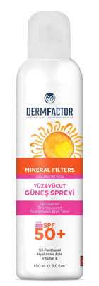 Dermfactor Mıneral Fılters 50 Faktör Tüm Ciltler İçin Nemlendirici Suya Dayanıklı Yüz ve Vücut Güneş Kremi 50 ml