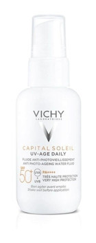 Vichy Capital Soleil 50 Faktör Tüm Ciltler İçin Nemlendirici Yaşlanma Karşıtı Suya Dayanıklı Yüz ve Vücut Güneş Kremi 40 ml