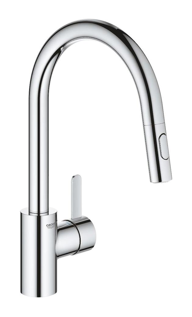 Grohe Eurocosmo-31481001 Spiralli Çift Girişli Aç Kapa Eviye Bataryası Gümüş