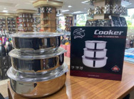 Cooker 3 Parça Yuvarlak Paslanmaz Çelik Saklama Kabı