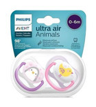 Philips Avent Ultra Air Animals 0-6 Ay Delikli Kiraz Uçlu Silikon Emzik Mor