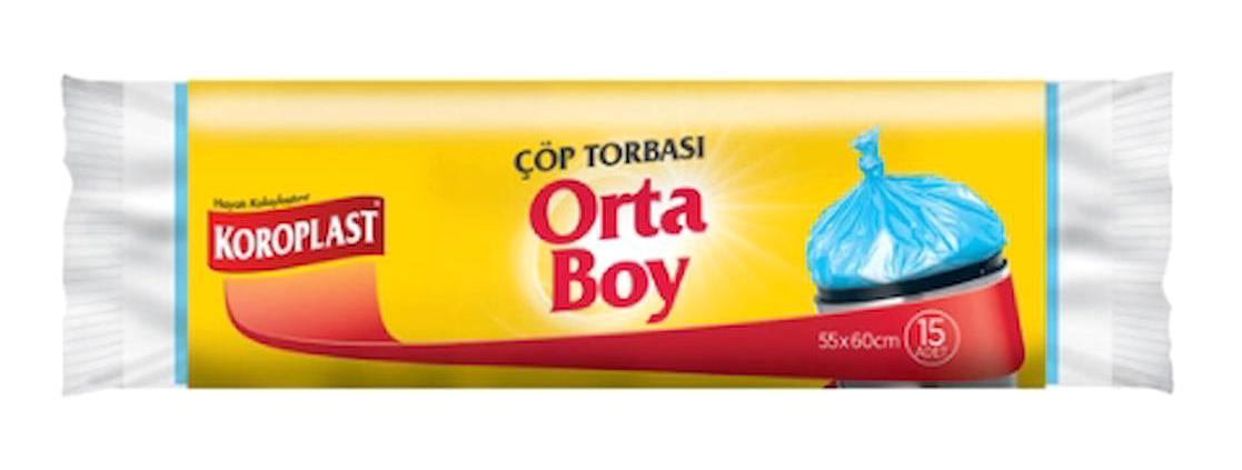 Koroplast Orta Boy 55x60 cm Çöp Poşeti 12x15 Adet Mavi