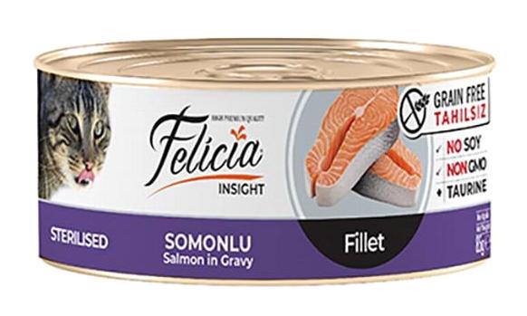 Felicia Sterilised Tahılsız Yetişkin Somonlu Ezme Yaş Kedi Maması 12x85 gr