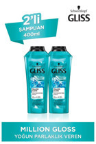 Gliss Million Gloss Parlaklık Tüm Saçlar İçin Sade Standart Unisex Şampuanı 2x400 ml