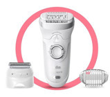 Braun Silk-Epil 9 9705 SensoSmart Tüm Vücut Bıyık Koltuk Altı Bacak için 40 Cımbızlı 4 Başlıklı Kablosuz Islak Kuru Epilatör Beyaz