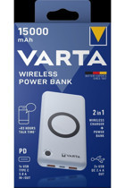 Varta Wireless 15000 mAh Hızlı Şarj Dijital Göstergeli Micro USB Type C Çoklu Bağlantı Powerbank Beyaz