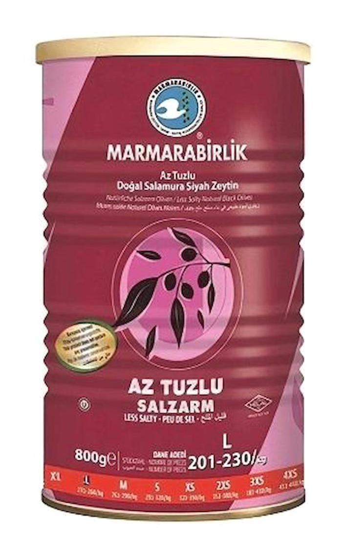 Marmarabirlik 201-230 Kalibre Az Tuzlu Salamura Siyah Zeytin Teneke 4x800 gr