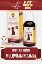 Pawdaz Dermadrop Multivitamin Damla B Vitamini Tüy Sağlığı İçin 50 ml Sıvı Köpek Vitamini