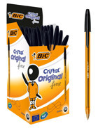 Bic Cristal Fine Plastik Tek Renkli 0.8 mm Siyah 50'li Tükenmez Kalem