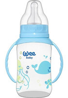 Wee Baby 744 Polipropilen Kulplu 6-18 Ay Desenli Mavi Biberon 150 ml