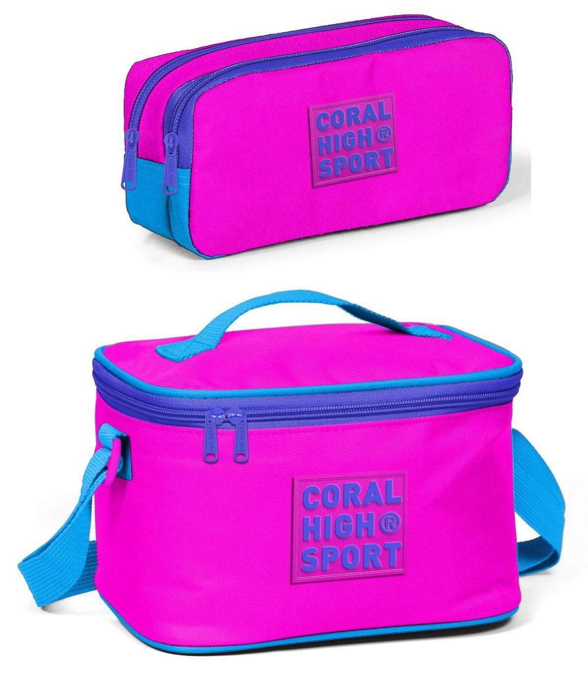 Coral High Sport Düz Termoslu Mavi - Pembe Beslenme Çantası