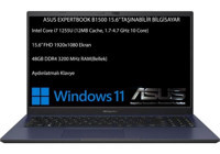 Asus Expertbook B1500 Dahili Intel Iris Xe Graphics Eligible Intel Core i7 1255U 48 GB Ram 2 TB SSD 15.6 inç Full HD Windows 11 Pro Laptop