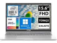 Asus X515EA-BQ1830W04 Dahili Intel Iris Xe Graphics Intel Core i5 1135G7 16 GB Ram 512 GB SSD 15.6 inç Full HD Windows 11 Home Laptop