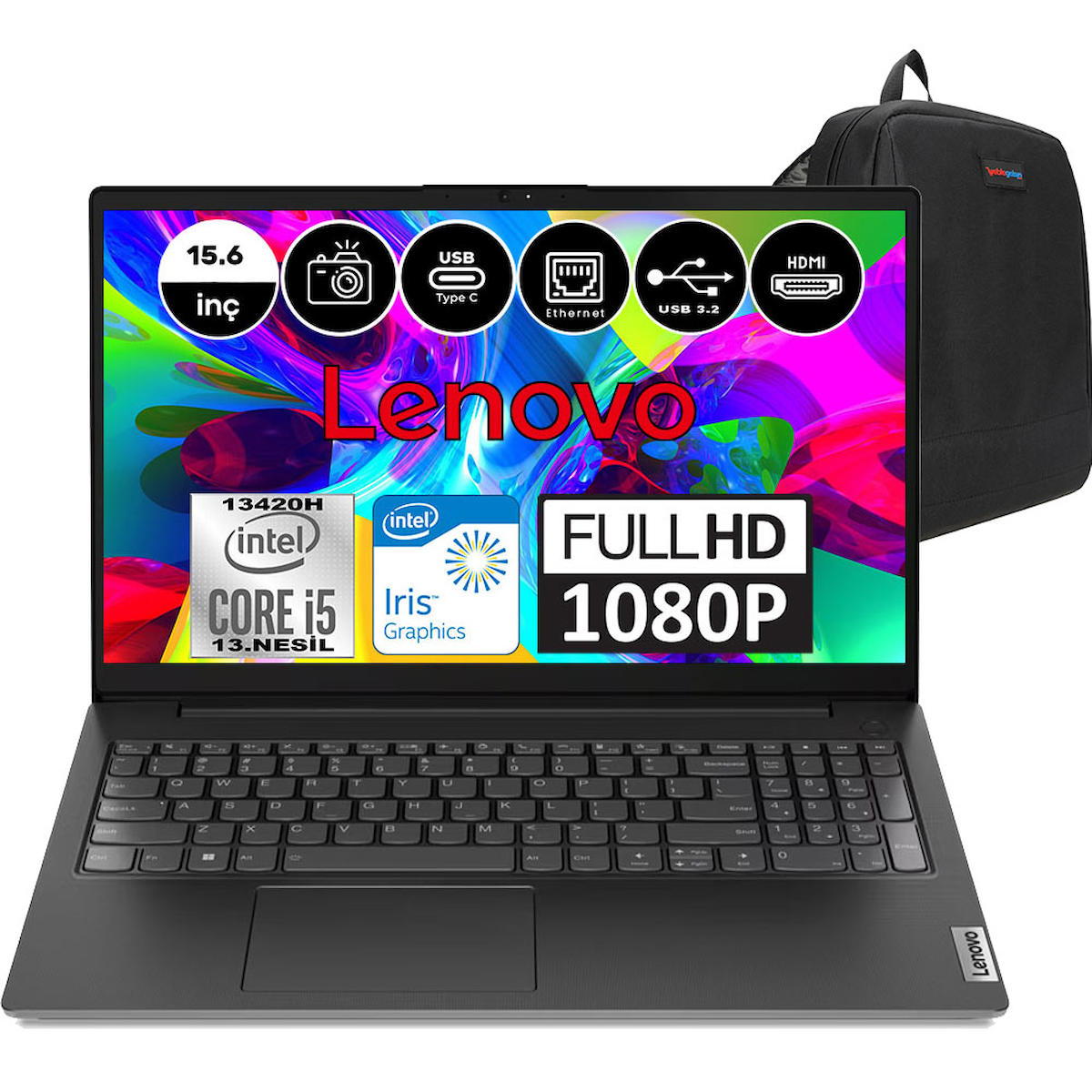 Lenovo V15 Gen 4 83A1008XTRH16 Dahili Intel UHD Graphics Intel Core i5 13420H 40 GB Ram 512 GB SSD 15.6 inç Full HD Windows 11 Home Laptop + WeblegelsinÇanta