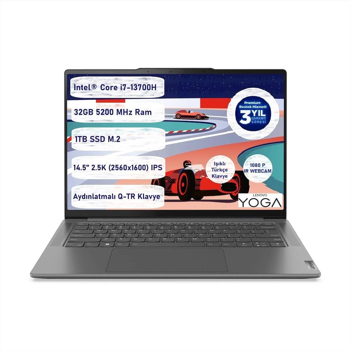 Lenovo Yoga Pro 7 82Y700D4TX Dahili Intel Iris Xe Graphics Eligible Intel Core i7 13700H 32 GB Ram 1 TB SSD 14.5 inç Full HD FreeDos Dokunmatik 2'Si 1 Arada