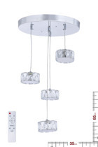 Ala Lighting Al-581-3S 3'lü Gümüş Kristal Taşlı Modern Çelik Salon-Oturma Odası Avize