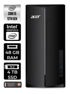 Acer Aspire TC1760 DT.BHUEM.005 Dahili Intel UHD Graphics Intel Core i5 12400 48 GB Ram 4 TB SSD Tower Windows 11 Home Masaüstü Bilgisayar + PER4 BELLEK