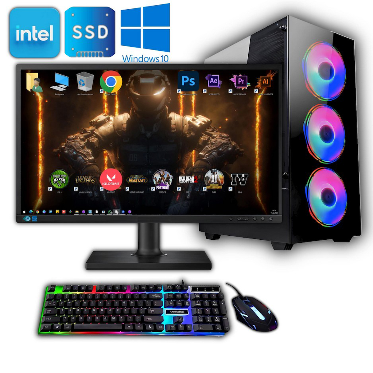 Avantron GMX0830 Harici Radeon RX 550 Intel Core i3 M2 8 GB Ram DDR4 512 GB SSD Tower FreeDos 23.8 inç Monitörlü Masaüstü Bilgisayar