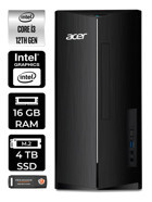 Acer Aspire TC1760 DT.BHUEM.004 Dahili Intel UHD Graphics Intel Core i3 12100 16 GB Ram 4 TB SSD Tower FreeDos Masaüstü Bilgisayar + PER4 BELLEK