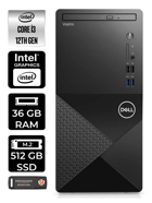 Dell Vostro 3910MT N3563VDT3910EMEA Dahili Intel UHD Graphics Intel Core i3 12100 36 GB Ram 512 GB SSD Tower FreeDos Masaüstü Bilgisayar + PER4 BELLEK