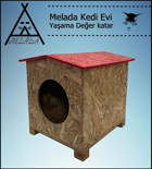 Melada 39x37x34 cm Dikdörtgen Su Geçirmez Dış Mekan Kedi Evi Ahşap Rengi