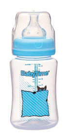 Babytime Bt075 Polipropilen Yavaş Akışlı 0-18 Ay Desenli Mavi Damaklı Biberon Seti 250 ml