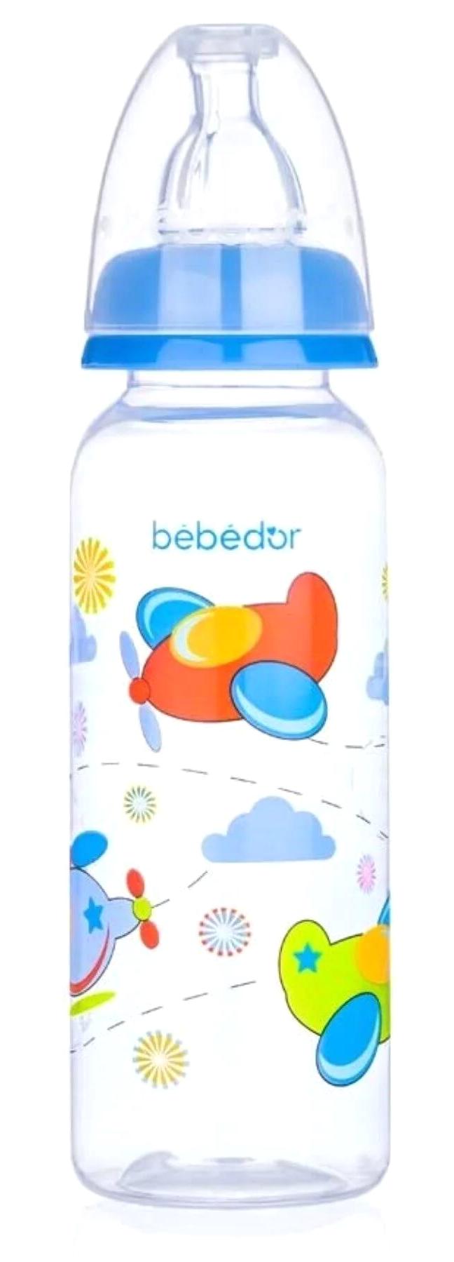 Bebedor 24302 Polipropilen 3+ Ay Desenli Şeffaf Damaklı Biberon Seti 250 ml